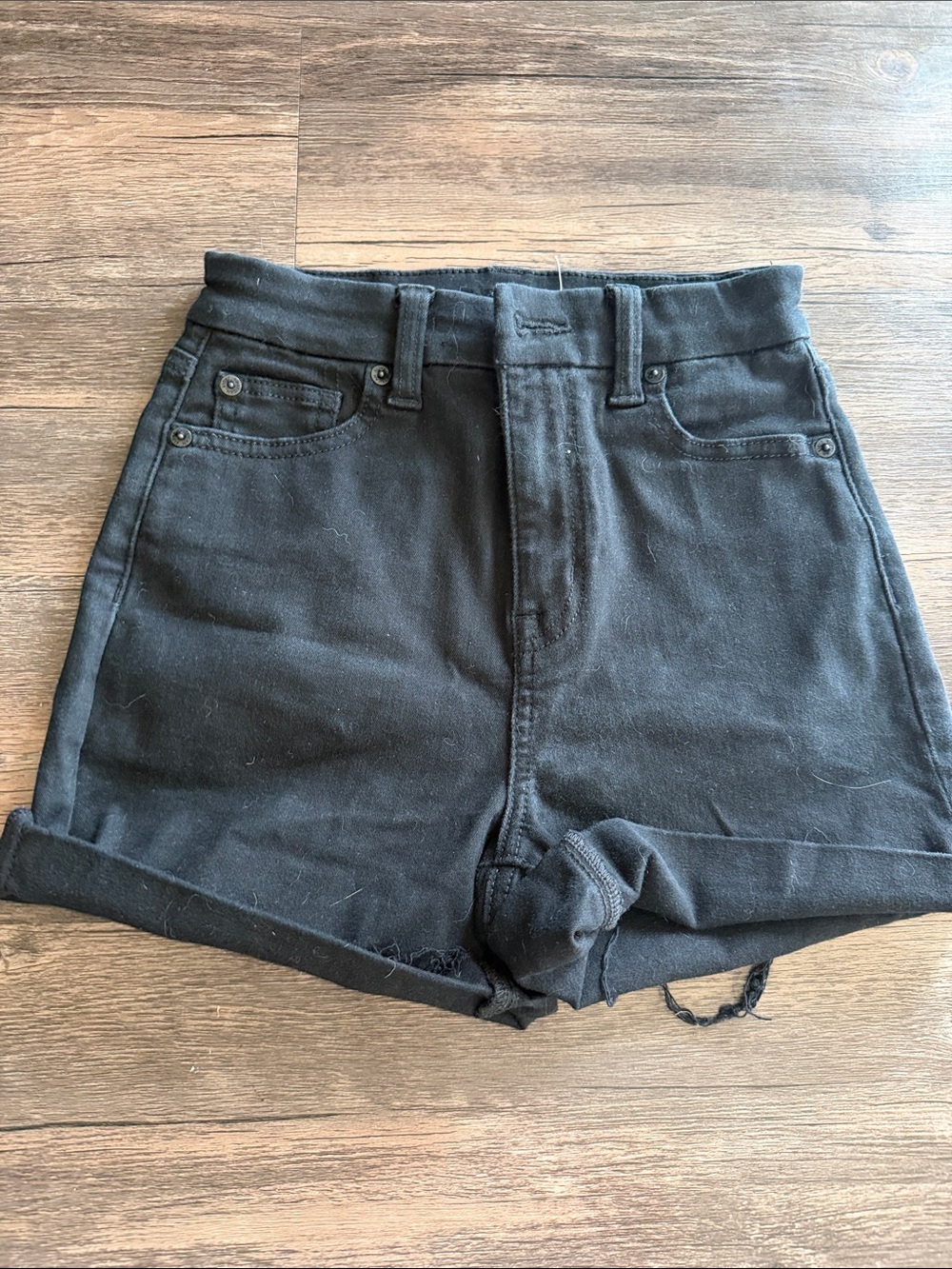 American Eagle Outfitters High-Rise Black Cuffed Shorts